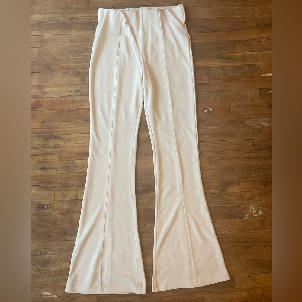 Wet Seal White Corduroy High Waisted Flare Pants